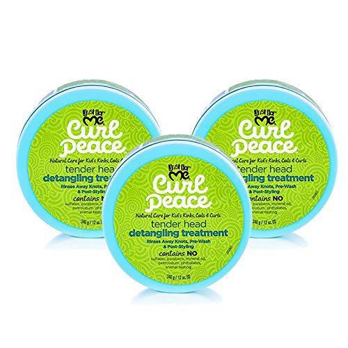 Just For Me Curl Peace Tender Head Detangling Treatment (3 Pack) - Rinses Away Knots, Pre-Wash, Post-Styling, Contains No Parabens, Sulfates, Mineral Oil, Petrolatum, or Animal Testing, 12 oz