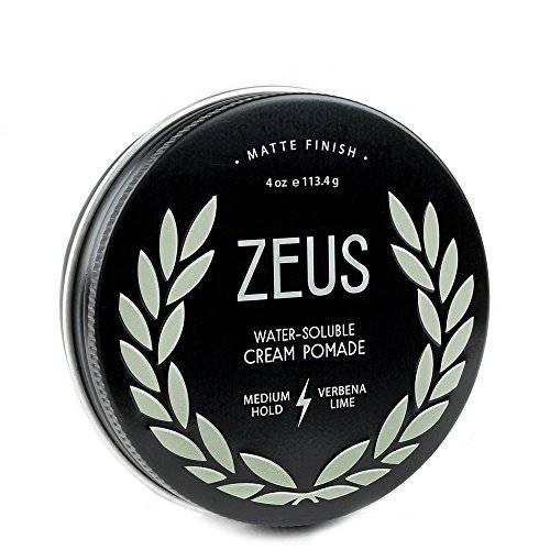 ZEUS Cream Hair Pomade, Medium Hold, Matte Finish Water Soluble Cream Pomade for Relaxed Hair Styles – MADE IN USA (4 oz.)