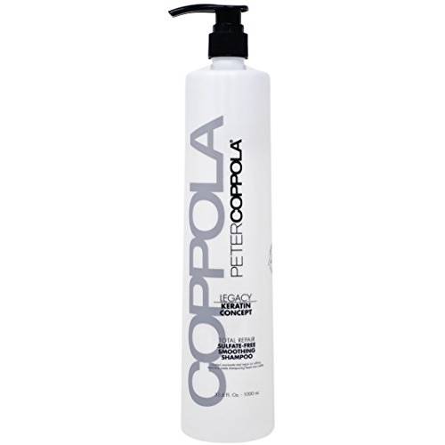 Peter Coppola Keratin Concept Legacy Total Repair Cleansing & Smoothing Sulfate-Free Shampoo 33.8 Fl Oz - For Color Treated Hair – Color Safe, Sodium Chloride-Free Keratin Shampoo – Strengthens and Repairs Damaged Hair