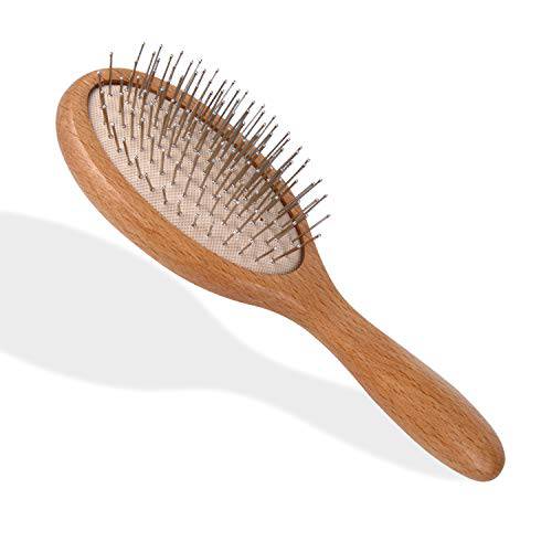 WeCoola Steel Hair Brush is a Wooden Hairbrush with Metal Bristles can Stimulate Scalp to Help Scalp Massage & Hair Growth, Gift for Mother’s & Father’s & Friend of Hairbrush for All Hair Type