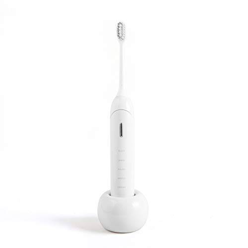 MIPOW Rechargeable Electric Toothbrush with Replacement Heads, Ceramic Holder & Travel Case, Powered by Wireless Charger, Elegant Designed for Lady (White)