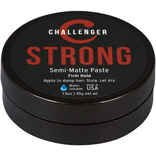 Challenger Men’s Strong Semi-Matte Paste, 1.5 Ounce | Super Firm All-Day Hold, Water Based, Clean & Subtle Scent, Travel Friendly | Slick Finish | Easy Rinse, Mega Hold, Premium Hair Styling Product