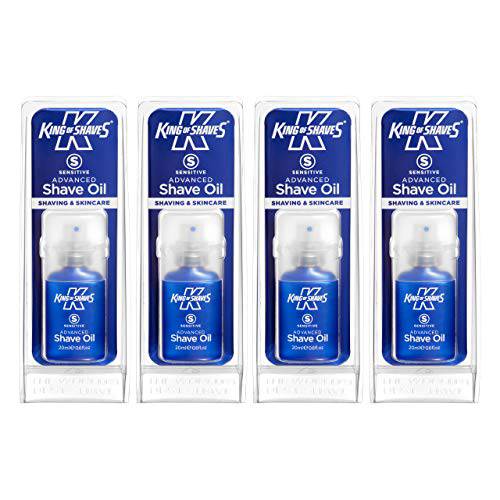 King of Shaves Sensitive Advanced Shaving Oil with Handy Pump 20 ml Quad Pack