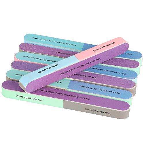 24 Pieces Nail Files 7 Sided Nail Buffering Files 7 Steps Washable Emery Boards Nail Buffer Blocks for Home and Salon Use