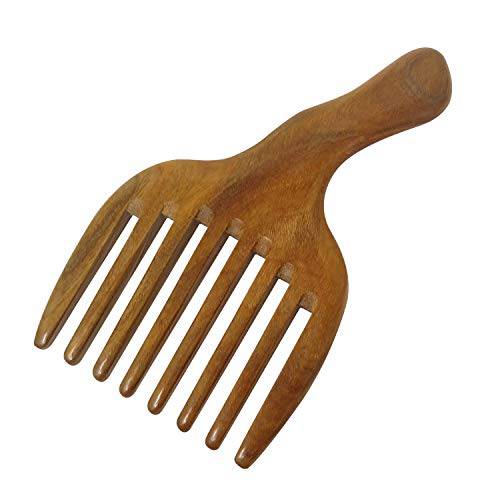 Honbay Wide Tooth Green Sandalwood Hair Comb Massage Comb, Made of One Whole Piece of Natural Green Sandal Wood