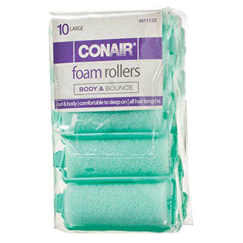Conair 10Piece Con Large Foam Rollers, 1.6 Oz (Pack of 10)