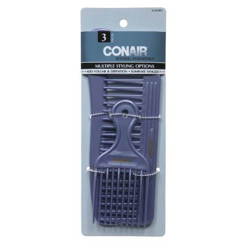 Conair 14498z 3 Piece Styling Essentials Multiple Styling Options Combs, 1.6 Ounce
