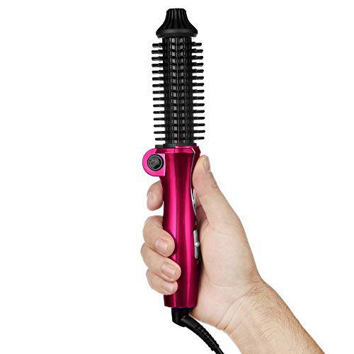 Mini Collaspe Hair Curler, Tangle-Free Curling Iron Brush and Volumizer, Dual Voltage Travel-Friendly Tourmaline Ceramic Ionic Hot Brush Styling Wand