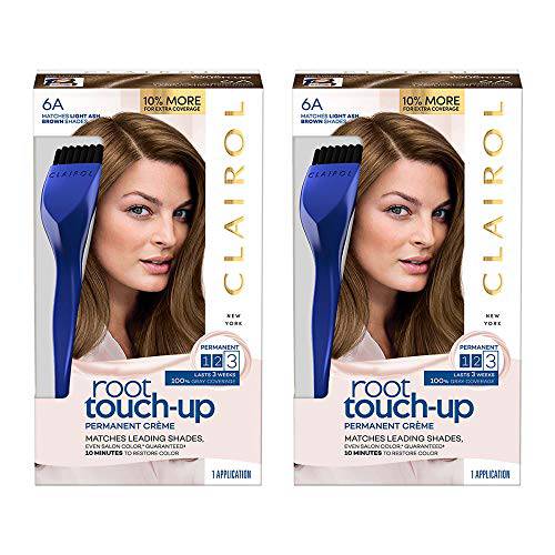 Clairol Root Touch-Up by Nice’n Easy Permanent Hair Dye, 6A Light Ash Brown Hair Color, Pack of 2