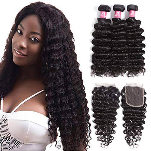 Human Hair Lace Front Wigs Deep Wave wig 180% Density Pre Parcked Brazilian Virgin Human Hair Lace Closure Wigs Deep Curly Wigs for Black Women(14 inch,deep wave wig) …