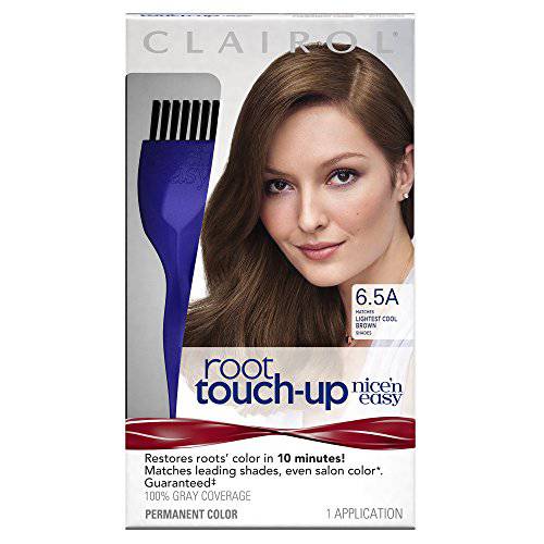 Clairol Root Touch-Up by Nice’n Easy Permanent Hair Dye, 6.5A Lightest Cool Brown Hair Color, Pack of 1
