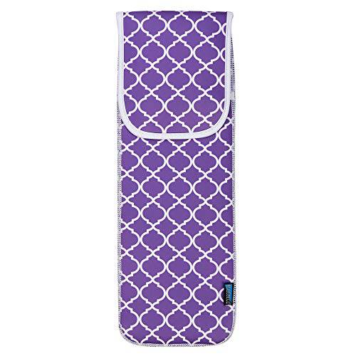 Bluecell Purple Quatrefoil Water-Resistant Neoprene Curling Iron Holder Flat Iron Curling Wand Travel Cover Case Bag Pouch 15 x 5 Inches (Purple)