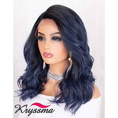 K’ryssma Blonde Bob Wig with Dark Roots Fashion Ombre Short Blonde Wigs for Women Natural Looking 2 Tones Wavy Synthetic Wig
