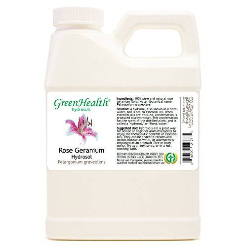 Rose Geranium Hydrosol (Floral Water) - 16 fl oz Plastic Jug w/ Cap - 100% Pure (NOT Oil)