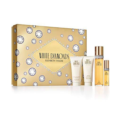 Elizabeth Taylor Elizabeth taylor white diamonds 4 piece fragrance gift set, perfume for women, 3.3 Fl Oz