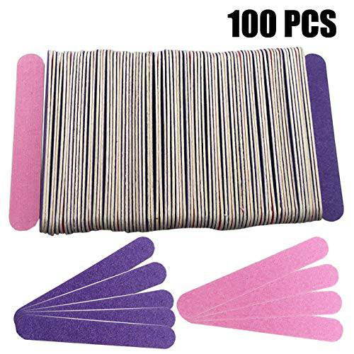 TIHOOD Disposable Nail Files Double Sided Emery Boards Manicure Pedicure Tools - Home or Professional Boards Manicure Tool (100PCS)