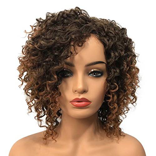 Wiginway Women Wig Medium Curly Brown Wigs Synthetic Wig Hairpiece For Women Remy Hair Pieces 8 Inch