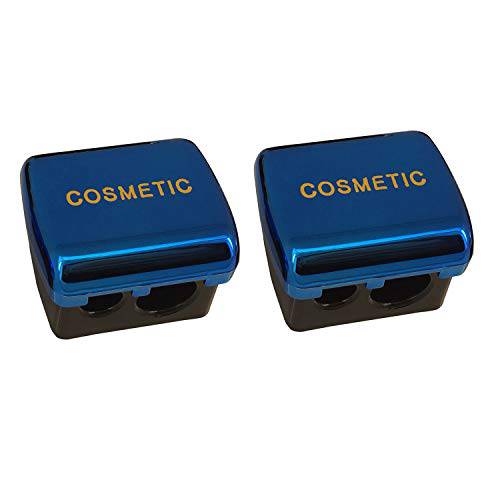JOSALINAS Dual Makeup Sharpener (2 pack) for Cosmetic Eyebrow Eyeliner Pencil, Blue