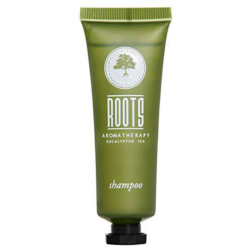 ROOTS AROMATHERAPY 1floz/30mL Shampoo Travel Size Hotel Bulk Pack (Eucalyptus Tea fragrance) Toiletries for Bathroom, Guests, Hotels, Motels, and Lodging (30 pack)