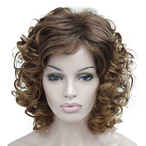 Lydell Short Soft Super Curly Synthetic Wigs Layered Natural Movement Dark Auburn and Strawberry Blonde mix