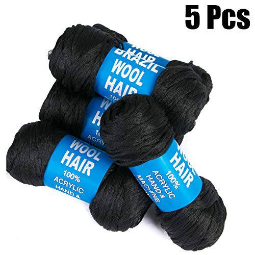 Brazilian Yarn Wool Hair Arylic Yarn for Hair Crochet Braid Twist Warps Black Color