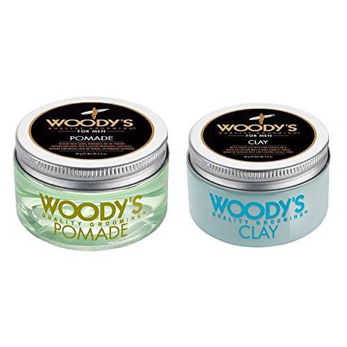 Woody’s Pomade for Men, Pomade, 3.4 oz + Grooming Clay 3.4 oz