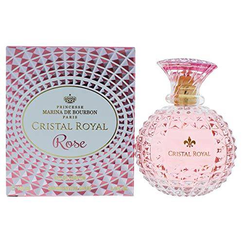 Marina de Bourbon Cristal Royal Rose by Princesse Eau de Parfum for Women - Opens with Rose, Lemon and Pear - Blended with Peach, Freesia and Violet - For Joyful and Radiant Ladies - 3.4 oz
