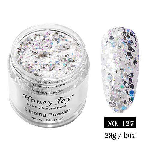 28g/Box Shine Silver Glitter Hexagon Sequins Paillette Dip Powder Nails Dipping Nails Long-lasting Nails No UV Light Needed, (No.122)