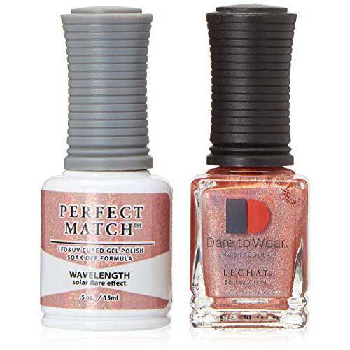 LeChat - Perfect Match Spectra Gel Polish - Wavelength - Terracotta Red Holographic Glitter - (0.5 Ounce) - Easy Application - Includes Bonus Nail Lacquer Bottle