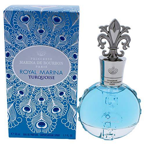 Marina de Bourbon Royal Marina Turquoise by Princesse Eau de Parfum for Women - Floral Woody Musk Fragrance - Opens with Green Apple, Peach and Fruit Cocktail - Fresh and Sensual - 1.7 oz