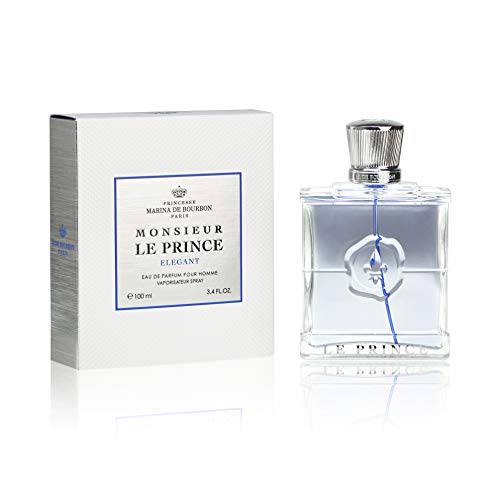 Marina de Bourbon Monsieur Le Prince Elegant by Princesse Eau de Parfum for Men - Opens with Mint and Bergamot Blended with VIolet Leaf and Geranium - Exudes Hypnotic Charm - 3.4 oz