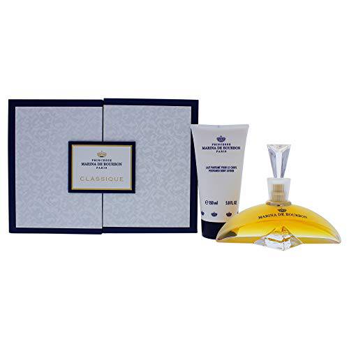 Princesse Marina De Bourbon - Classique For Women - Notes Of Watermelon, Jasmine And Raspberry - Weapon Of Seduction - Suitable For All Skin Types - 3.4 Oz Edp Spray - 5 Oz Body Lotion - 2 Pc Gift Set