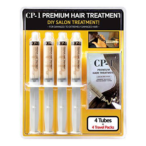 CP-1 Premium Professional Hair Mask Deep Conditioning Keratin Protein Hair Treatment for Dry Damaged Hair, Ceramide Repair System 25ml x 4 Tubes, free additional 4 travel packs