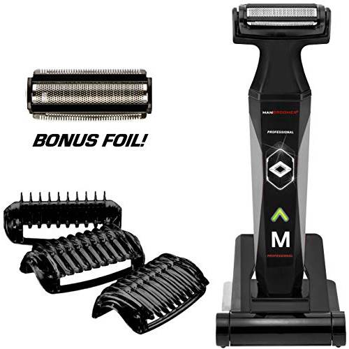 MANGROOMER 2.0 Professional Body Groomer, Ball Groomer & Body Trimmer With Propivot Flexing Head, 3 trimmer Combs, Wet/ Dry & A Free Bonus Foil
