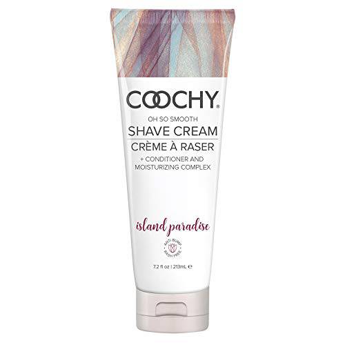 Coochy Rash-Free Shave Cream | Conditioner & Moisturizing Complex | Ideal for Sensitive Skin, Anti-Bump | Made w/ Jojoba Oil, Safe to Use on Body & Face | Island Paradise 7.2floz/ 213mL