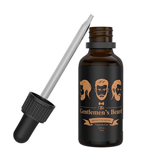 The Gentlemen’s Premium Beard Oil - Conditioner Softener - All Natural Fragrance Free - Softens, Strengthens and Promotes Beard & Mustache Growth - Leave In Conditioner Moisturizes Skin