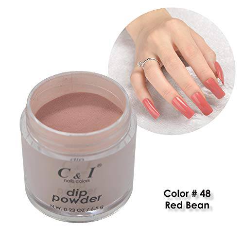 C & I Dipping Powder, Nail Colors, Gel Effect, Color 48 Red Bean, 0.23 oz, 6.5 g, Red Color System (1 pc)