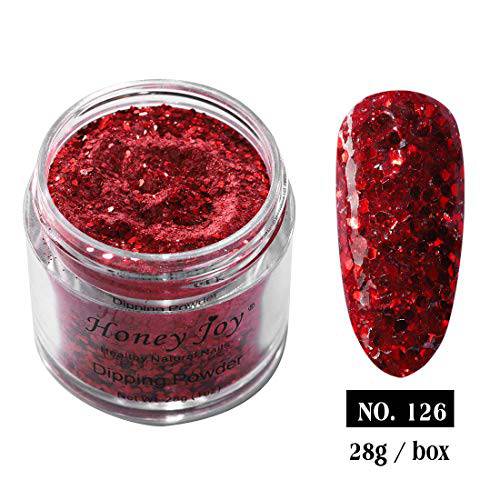 28g/Box Rose Red Wine Shine Glitter Sequins Paillette Dip Powder Nails Dipping Nails Long-lasting Nails No UV Light Needed, (No.126)
