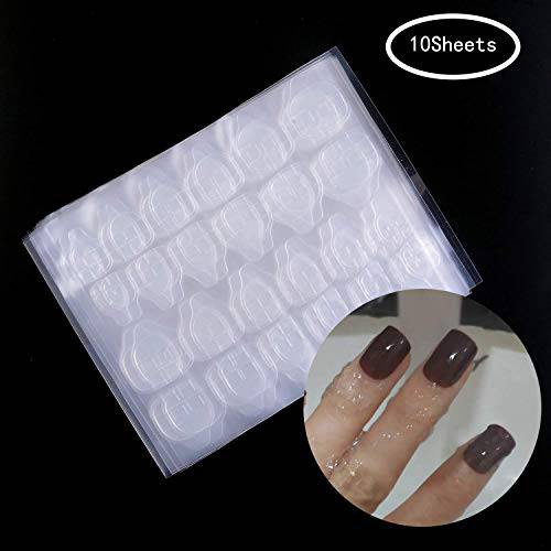 Laza 240 Pcs Thin Breathable Adhesive Tabs Fake Nail Glue Sticker 10 Sheets Super Sticky Double Sided Tips (Germany Jelly Gel) Flexible for Acrylic False Nails Manicure Tape
