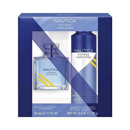 Nautica Voyage Heritage 2-Piece Gift Set with 1.7-Ounce Eau de Toilette and 6-Ounce Body Spray, Total Retail Value $40.00