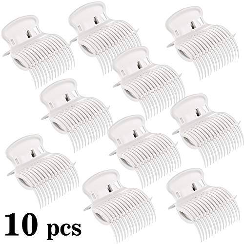 10 Pieces Hot Roller Clips Hair Curler Claw Clips Replacement Roller Clips for Women Girls Hair Section Styling (White)