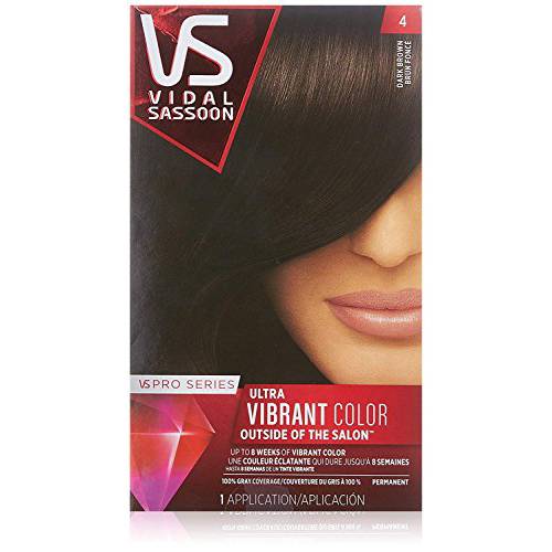 Vidal Sassoon Pro Series Permanent Hair Dye, 4 Dark Brown Hair Color, Pack of 1