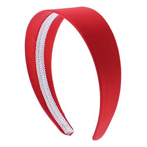 Motique Accessories Red 2 Inch Wide Satin Hard Headband with No Teeth