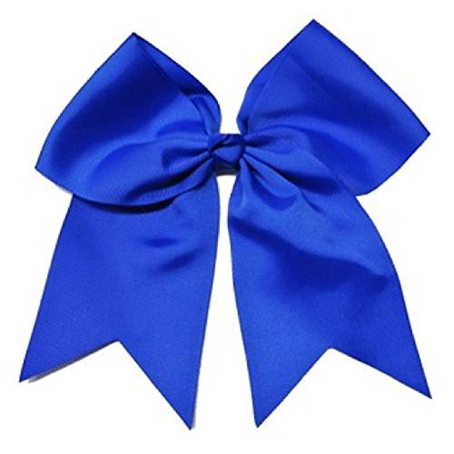 Kenz Laurenz Cheer Bows Blue Cheerleading Softball - Gifts for Girls and Women Team Bow with Ponytail Holder Complete Your Cheerleader Outfit Uniform Strong Hair Ties Bands Elastics