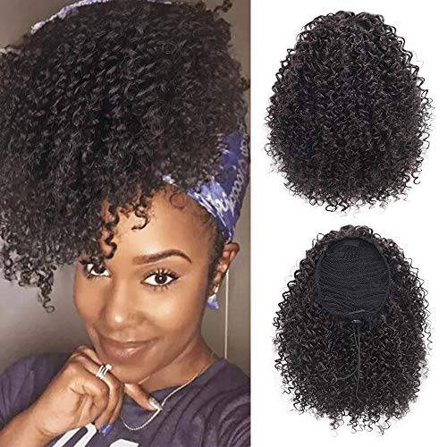 Vigorous Drawstring Afro Kinky Synthetic Ponytail for Women Clip in Hair Extension Kinky Curly Ponytail Drawstring Natural Looking Ponytail Hairpiece(Color:2)