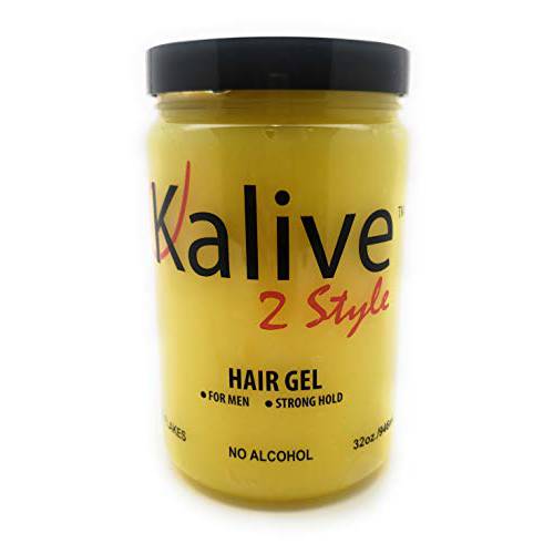 Kalive2style 32oz Mens Hair Styling Gel, Strong Hold Hair Gel for Men with All-Day Shine and Refreshing Fragrance, Non-Flaking and No Alcohol