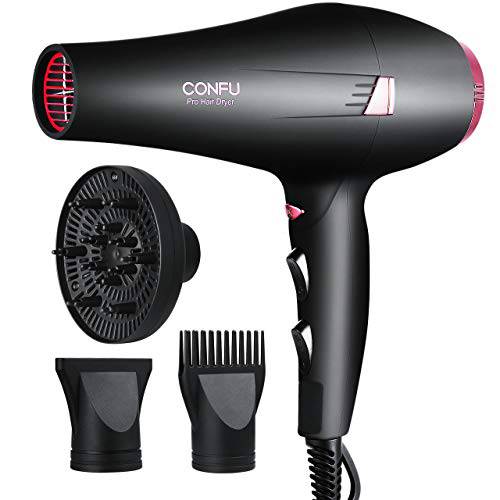 CONFU 1875W Professional Fast Drying Salon Hair Dryer, Infrared Heat Ceramic Ionic Blow Dryer with Concentrator, Diffuser and Comb