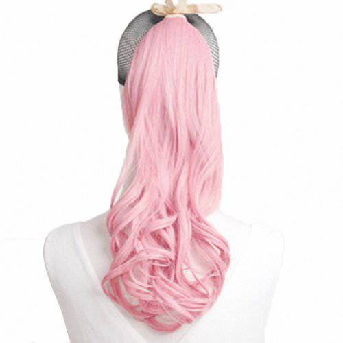 MapofBeauty 2 Pack Curly Ponytail Long Wavy Hair Fashion Hair Accessories (Light Pink)