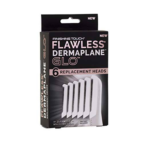 Finishing Touch Flawless Dermaplane Glo Facial Exfoliator Replacement Heads Only, Dermaplane Tool Not Included, Rose Gold, 6 Count