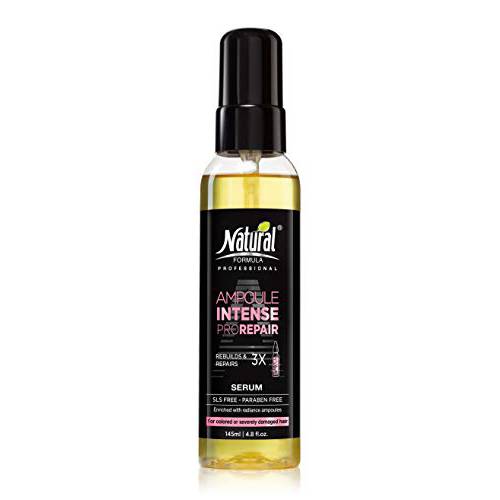 Ampoule Intense Hair Serum by Natural Formula - Restore, Nourish and Strengthen Dry, Damaged and Color-Treated Hair - Paraben and SLS Free Serum - 4.8 Fl Oz